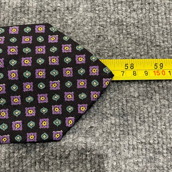 Polo by Ralph Lauren REPP Tie 4" X 57.5" Black Geometric Allover Hand Made Silk - Picture 9 of 10